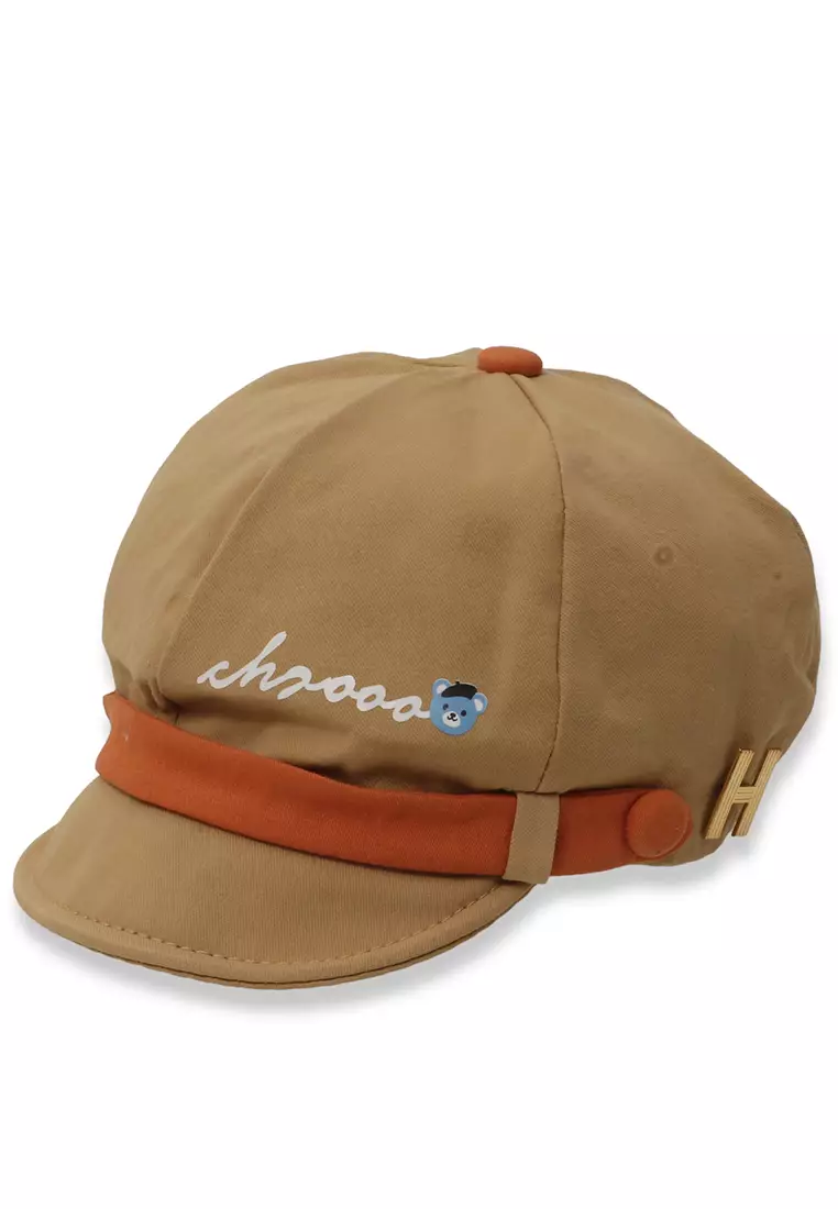Otieno Aksesoris Fashion Topi Beret Anak Unisex Funny Design Kids Hat Material Cotton ORIGINAL - Light Brown