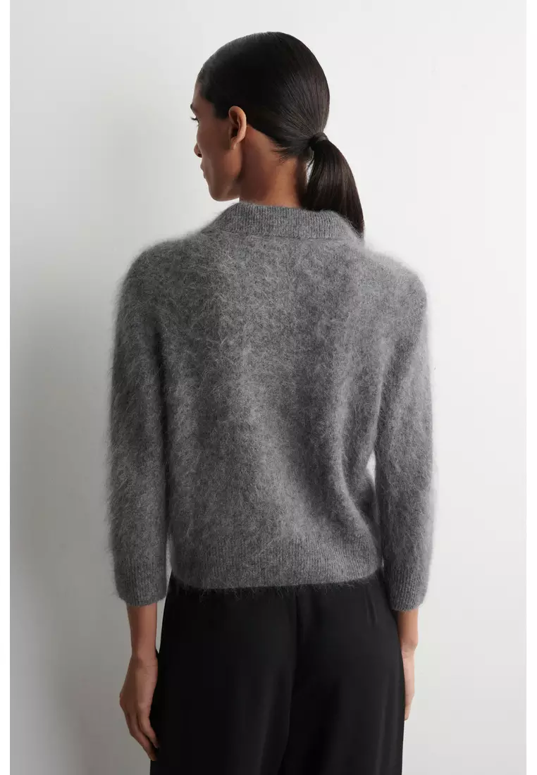 BRUSHED MERINO WOOL POLO JUMPER