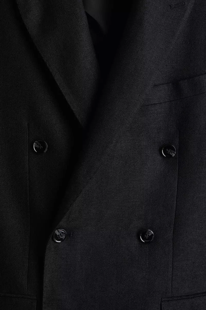 Relaxed Fit Double-breasted linen-blend jacket