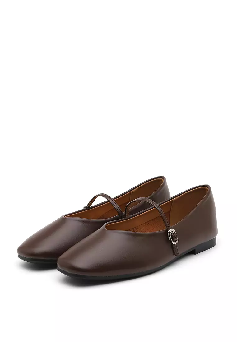 Honeydew Maryjane Flats (1cm) - Brown