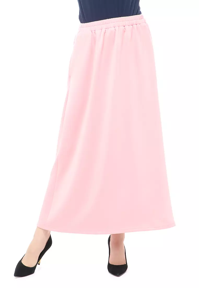 Rok Panjang Muslimah Polos Bawahan Wanita Regular Fit All Size - Dusty