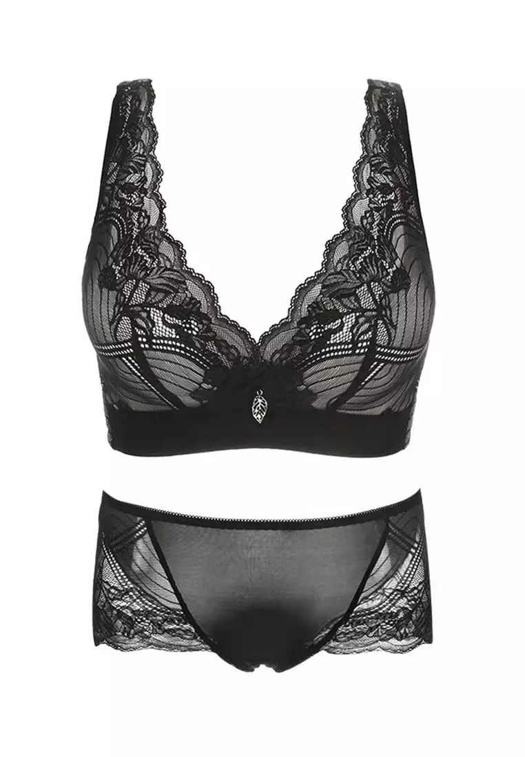 ZITIQUE Women's Sexy 3/4 Cup Push Up Lace Lingerie Set (Bra And Underwear)  - Black 2024, Buy ZITIQUE Online