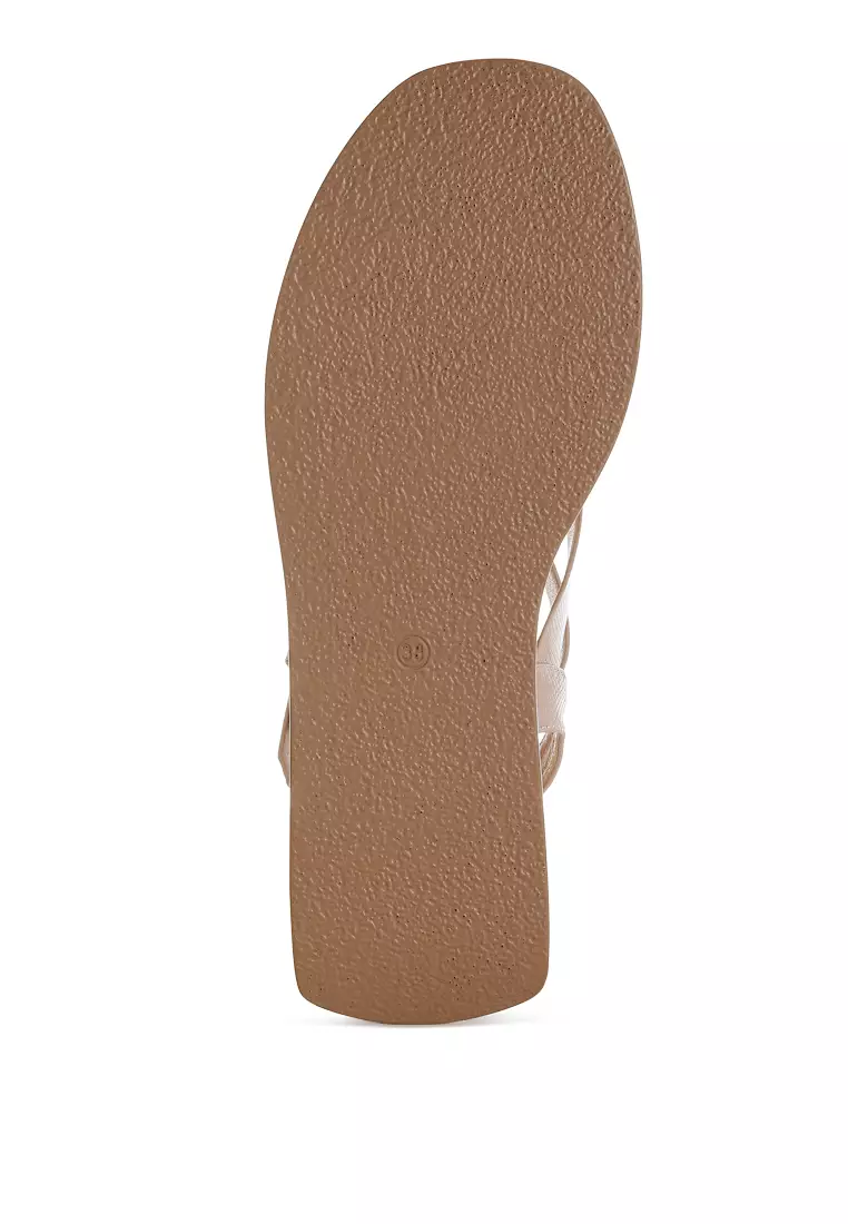 Chunky Flatform Sandals In Beige