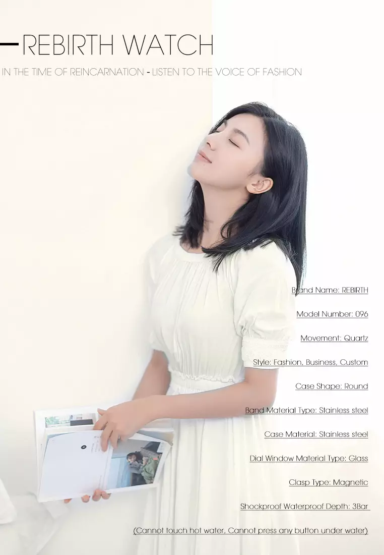 jam tangan wanita tali stainless steel anti air fashion bisnis