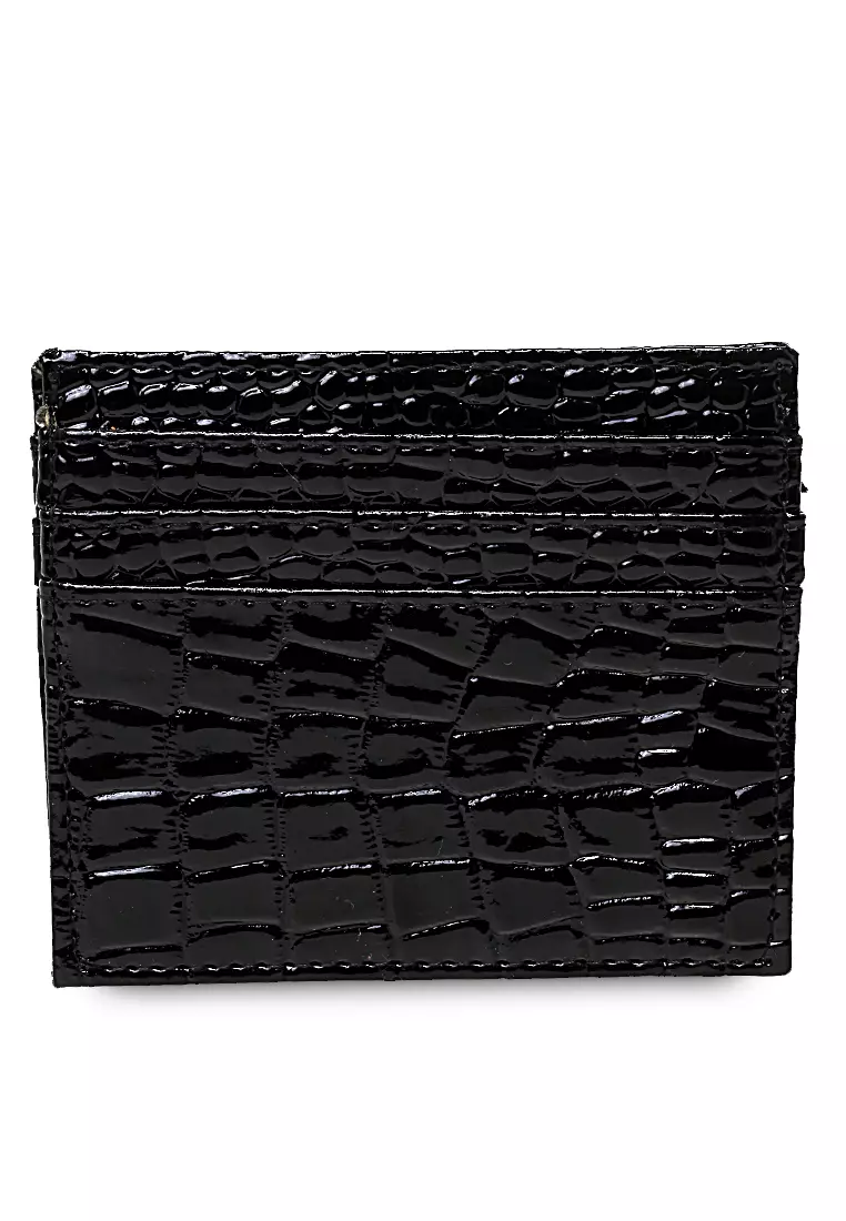 Card Holder Material Croco Dompet Kartu Wanita 6 Slot + 1 Slot Money - Hitam