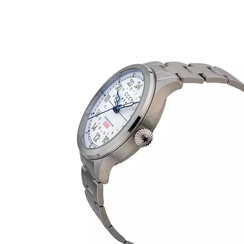 Jam Tangan Pria CCCP Chklov CP-7079-44 Automatic Men White Dial Stainless Steel Strap