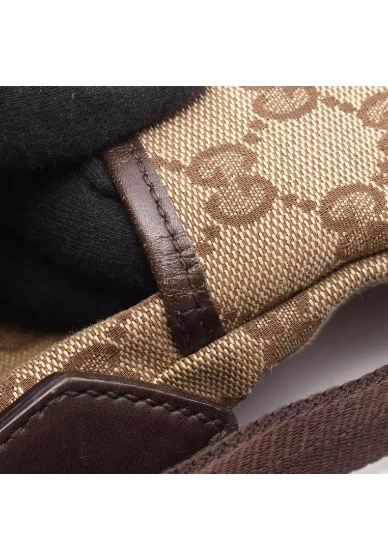 Pre-Loved Gucci GG canvas Shoulder bag canvas leather beige Brown