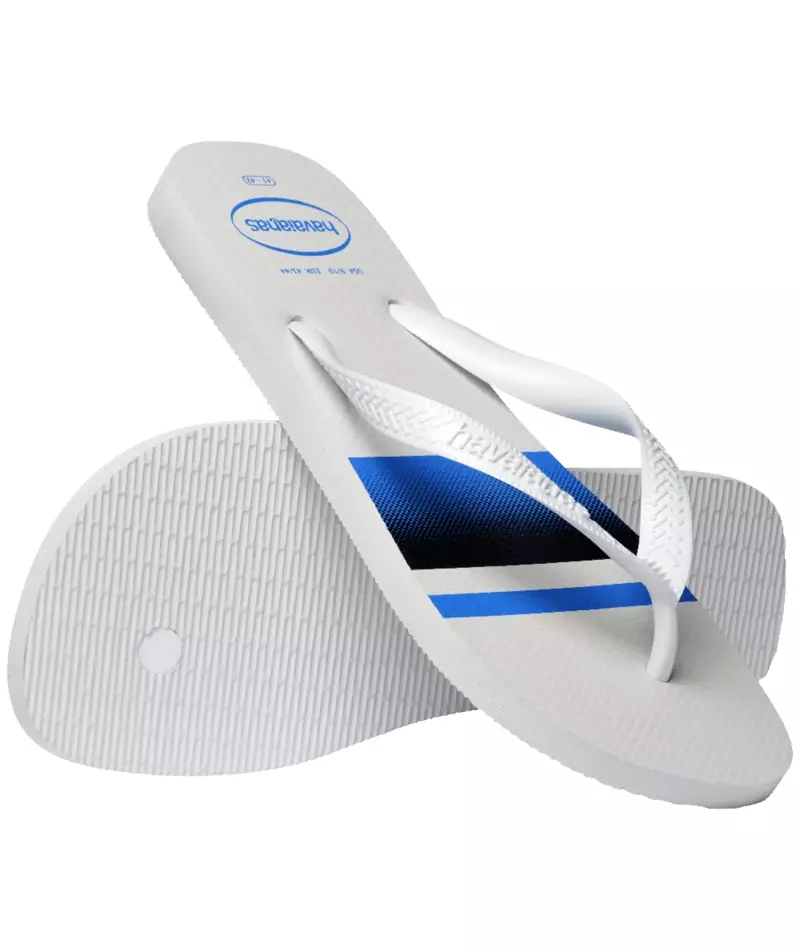 Havaianas Top Basic White/White/Blue - Sandal Pria