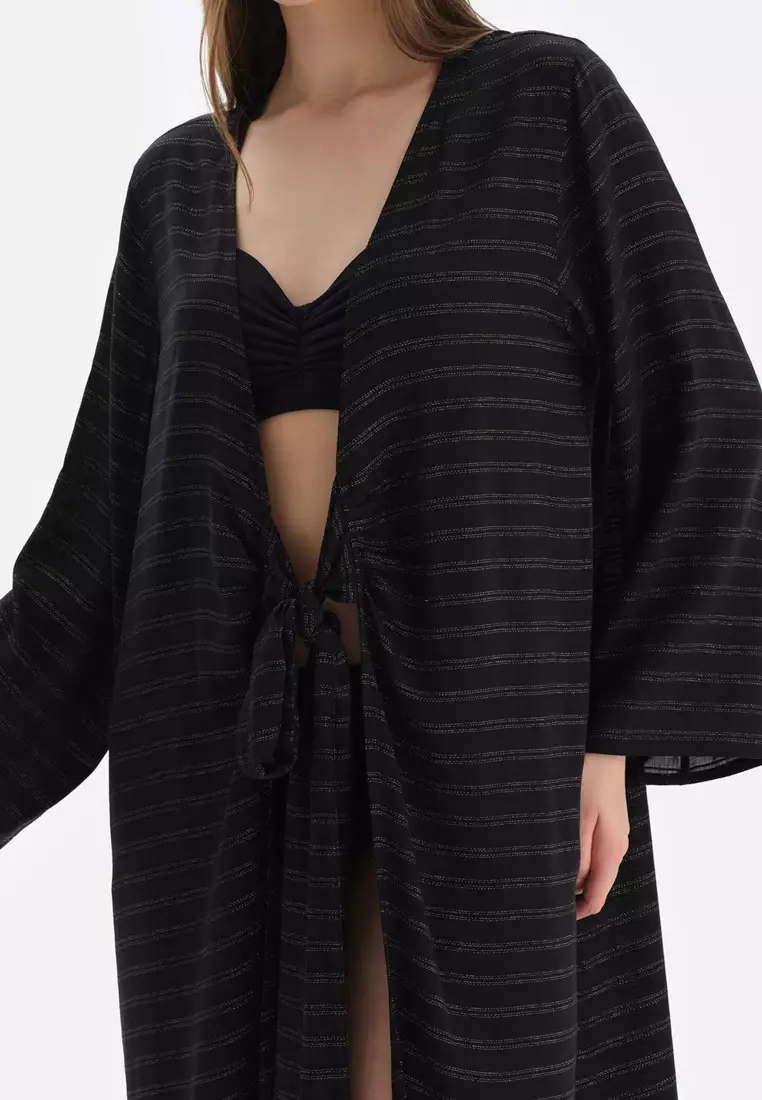 Maxi top black kimono