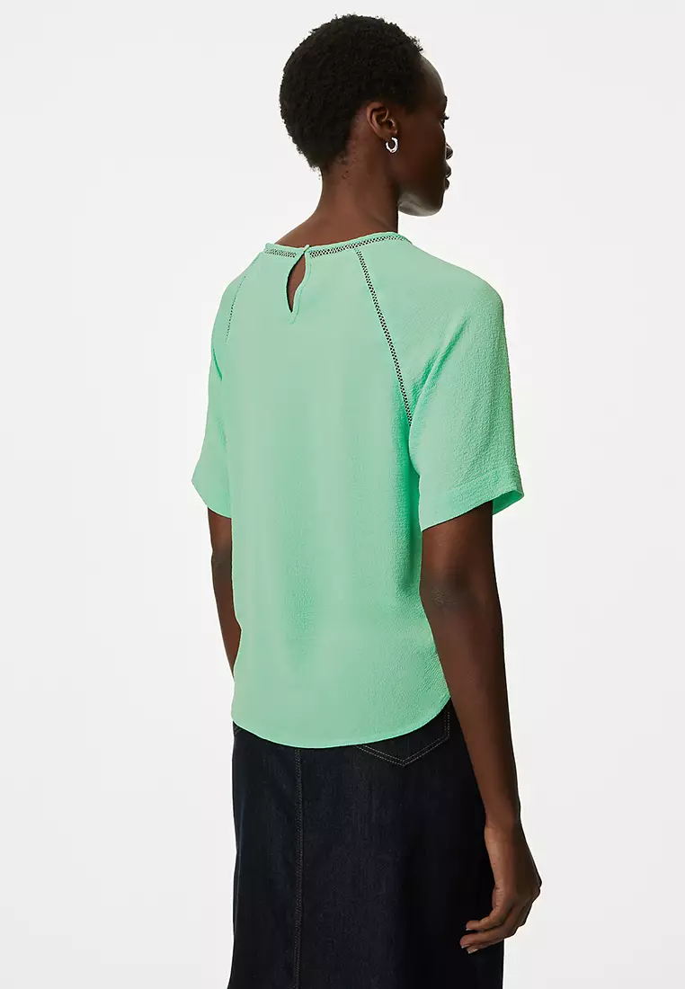 Textured Round Neck Blouse