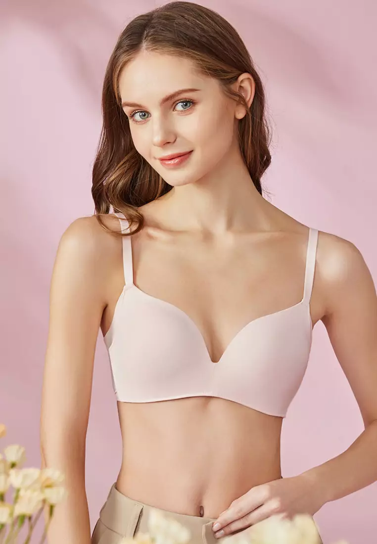 Pink Women Bras 6 pack of Basic No Wire Free Wireless Bra B cup C cup (6319)