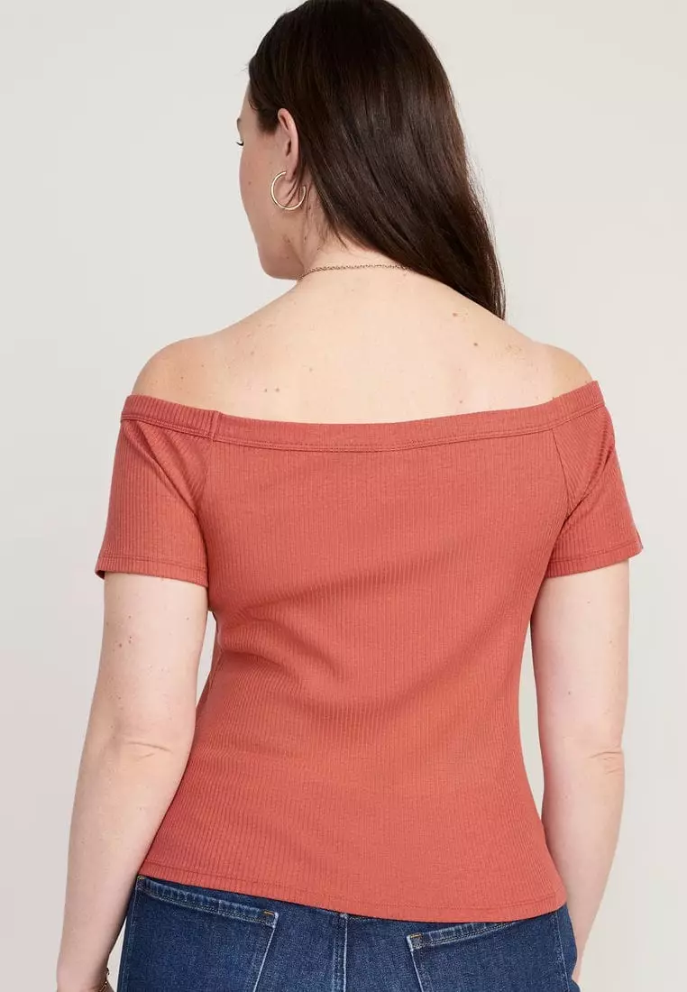 Fitted Off-The-Shoulder T-Shirt for Women