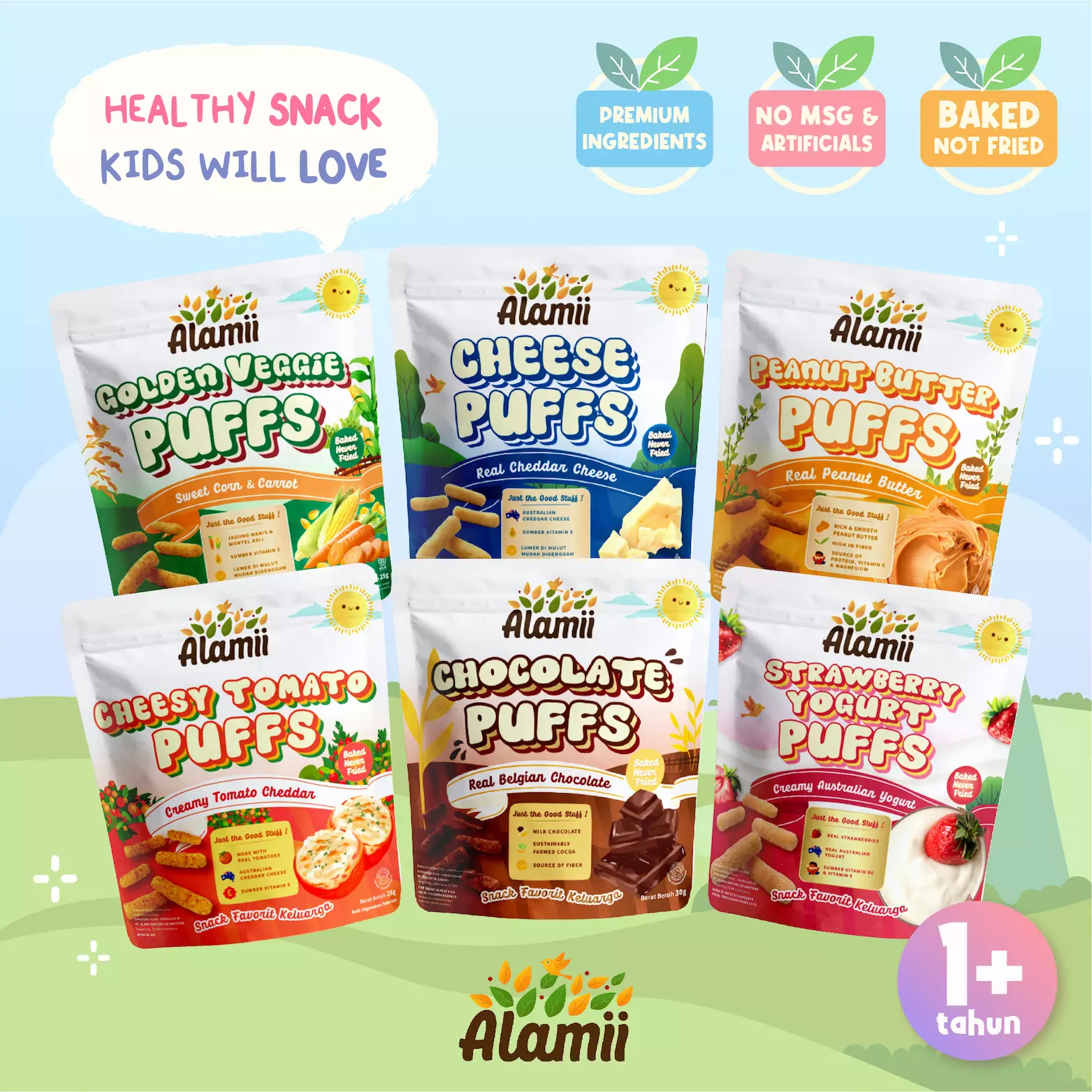 Alamii Peanut Butter Puffs 25 - Cemilan Sehat Anak Rasa Selai Kacang