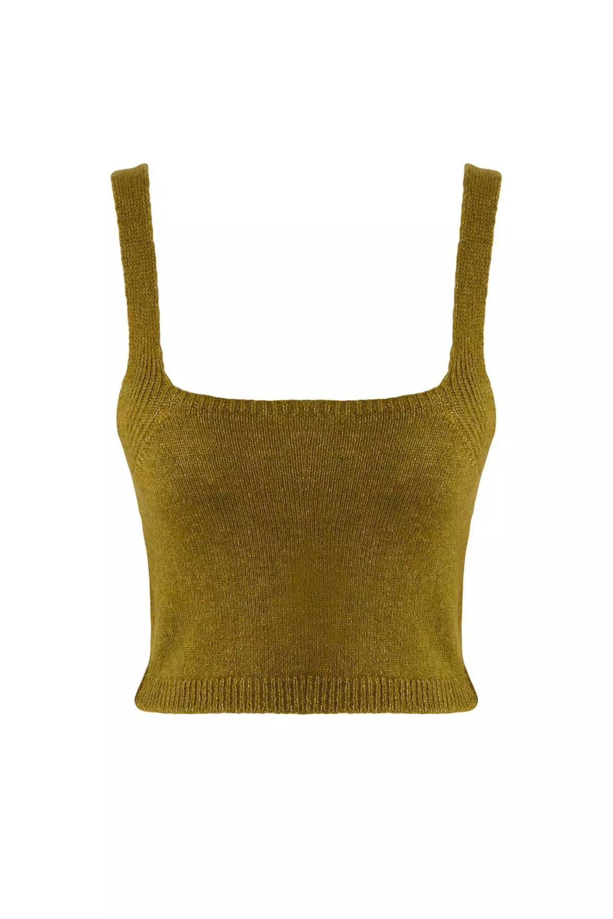 Khaki Crop Soft Textured 2 Piece Blouse Cardigan Knitwear Set