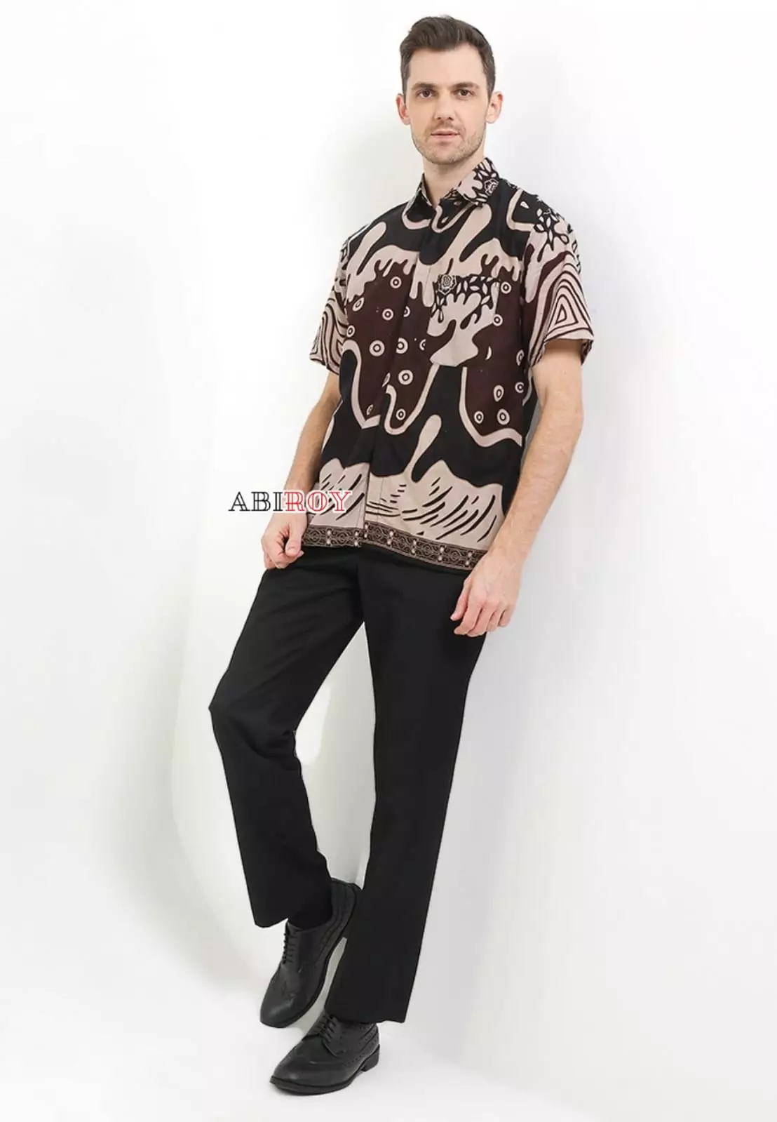 Andara Mahogany Kemeja Batik Pria Premium Slimfit Lengan Pendek NLN