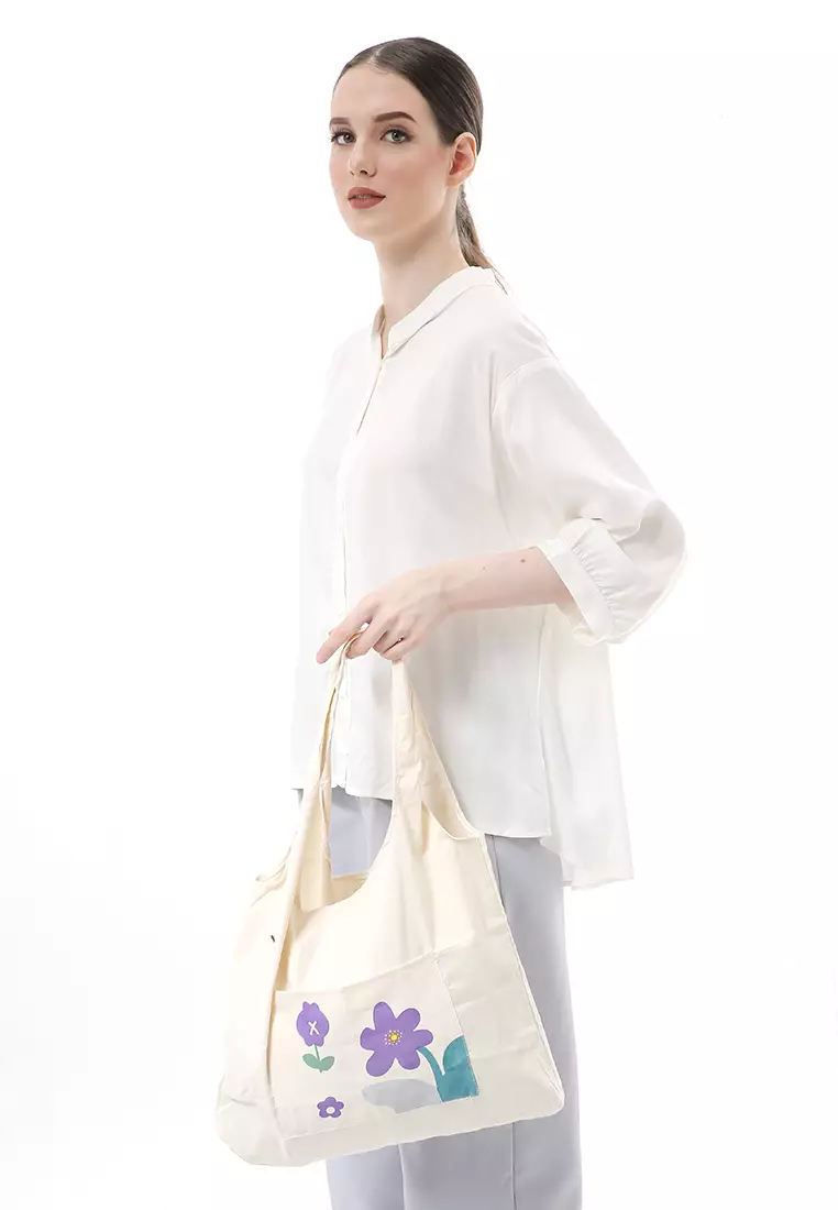 Jesika ToteBag Motif Grafik Made of High Quality Material - Bunga Ungu