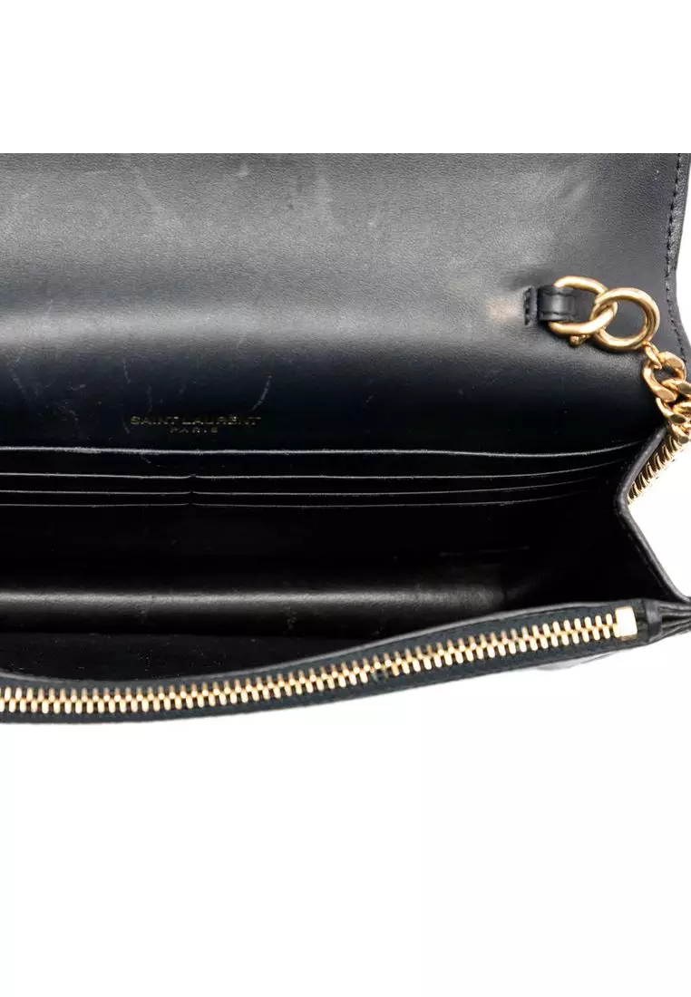 Pre-Loved Saint Laurent Smooth Calfskin Monogram Kate Tassel Chain Wallet