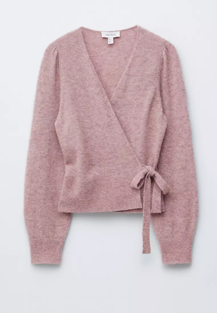 Mohair-Blend Knitted Wrap Cardigan