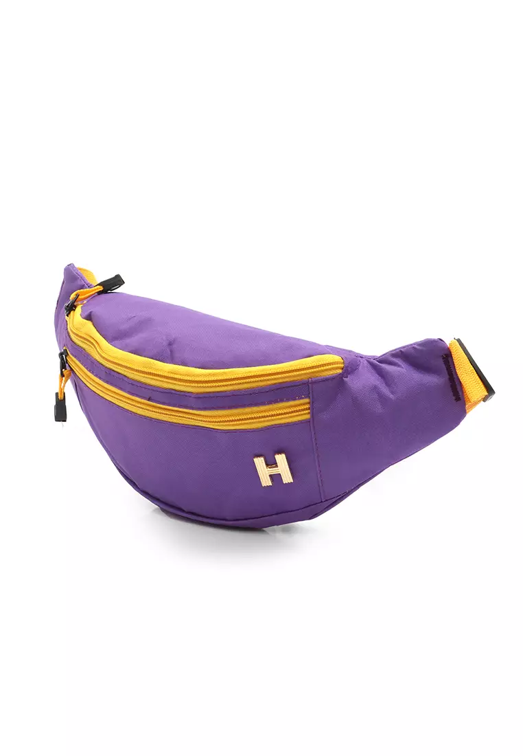 Noice Waisbag unisex Plain Casual Fashion Style Sport Large Storage Material Polyster ORIGINAL - Purple