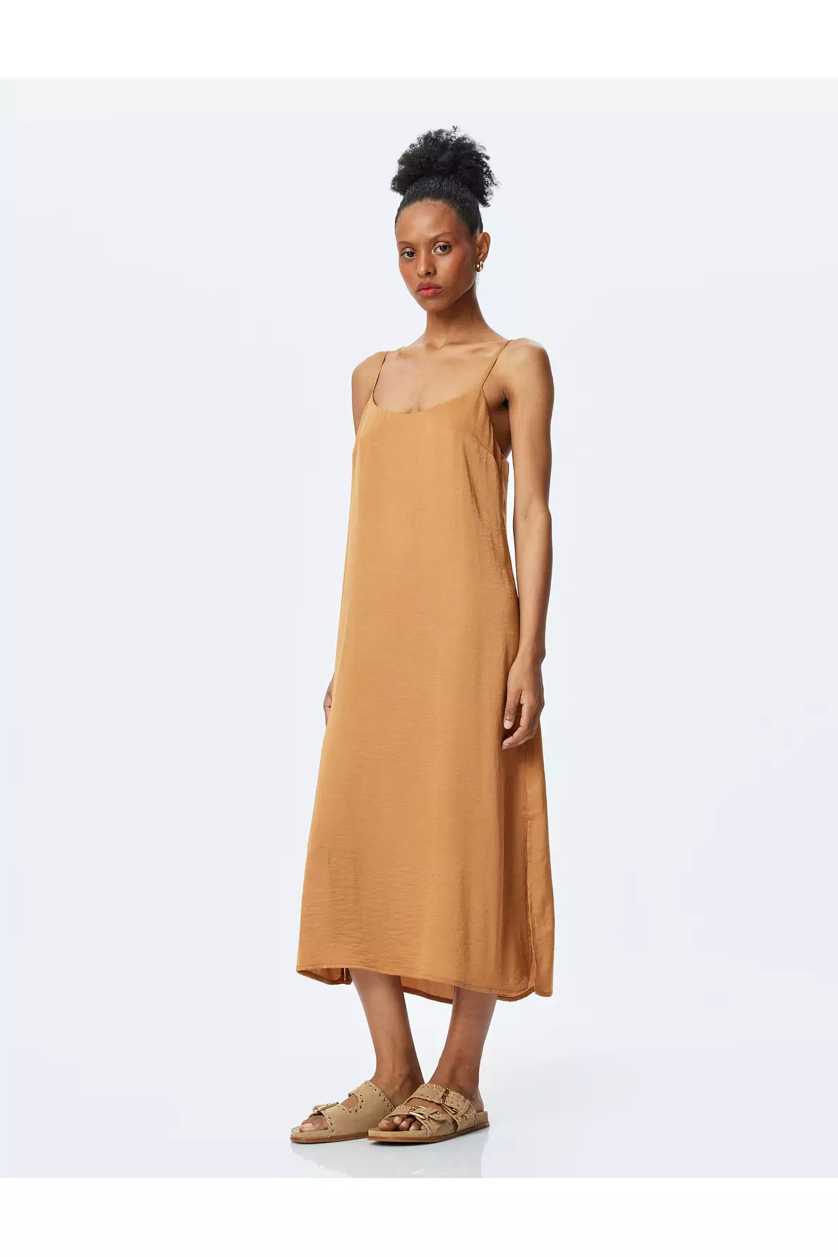 Straight Cut Slim Strap Long Dress