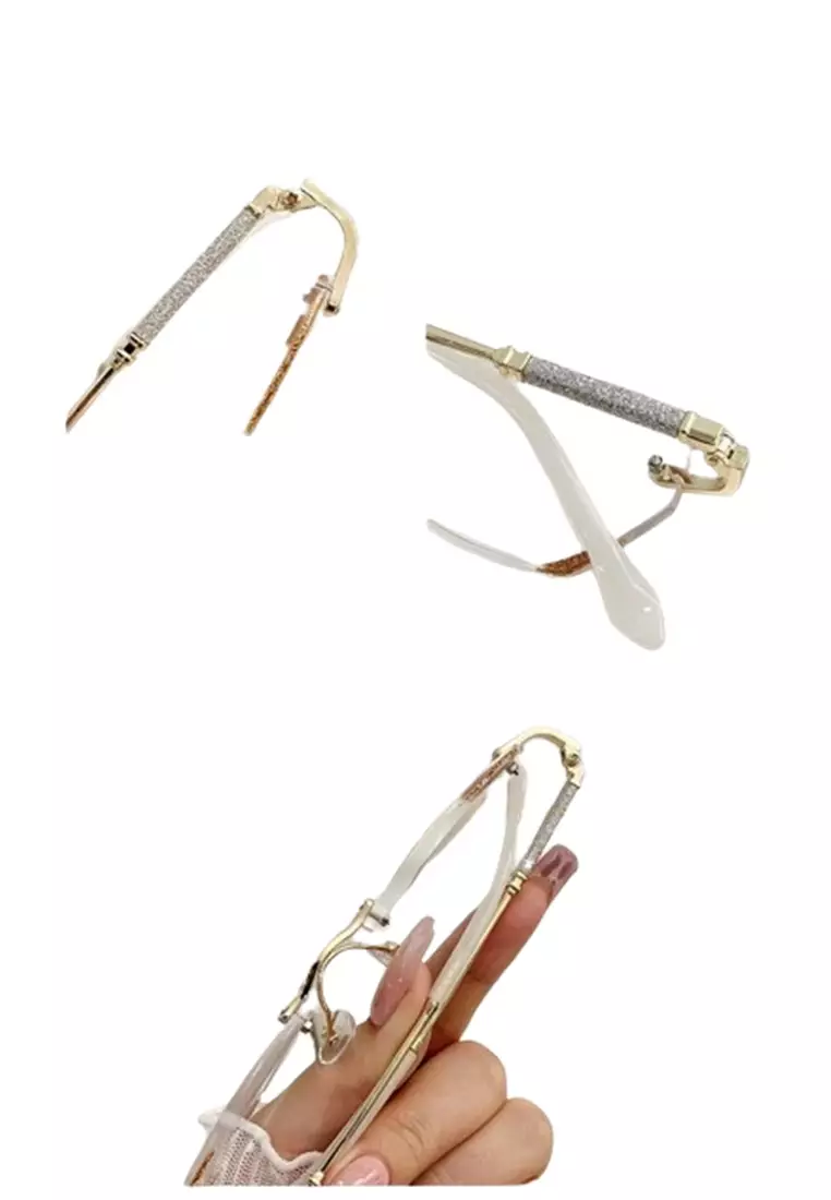 Kacamata Wanita Frameless Diamond Cut Edge Eyeglasses ORIGINAL - Gold