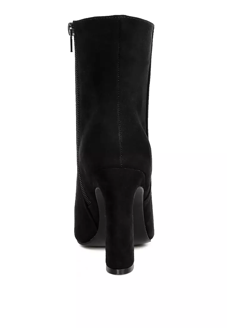 Black Block Heeled Ankle Boots