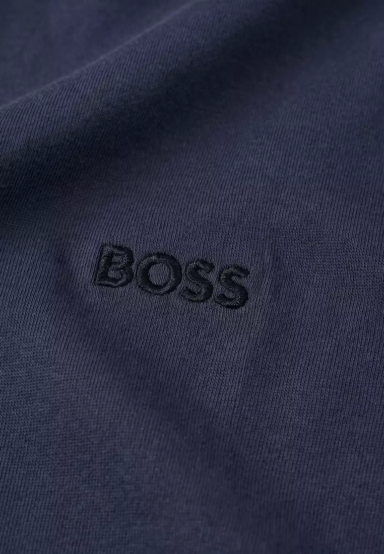 Embroidered Logo Interlock Cotton T-Shirt - BOSS Orange