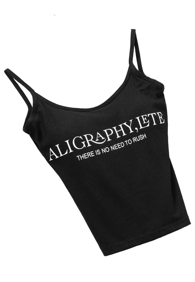 Aligraphy Comfy Padded Spaghetti Top- Black