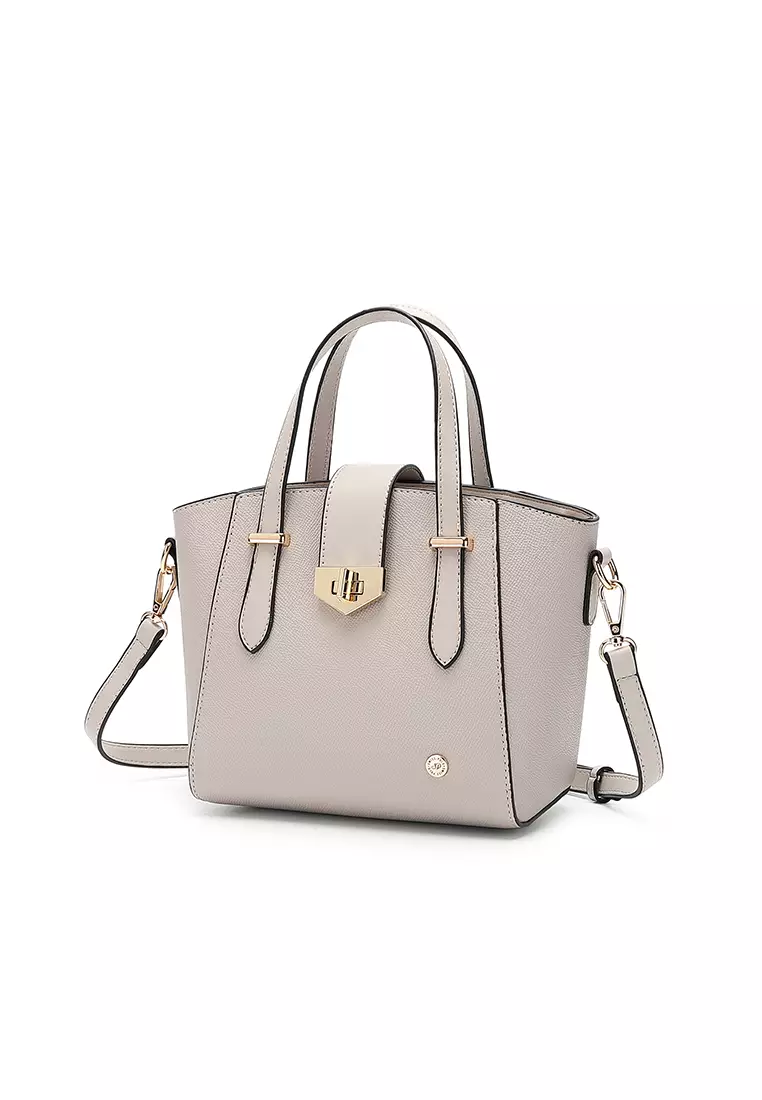 Women's Twist Lock Top Handle Bag / Sling Bag / Crossbody Bag (手拿袋 / 斜孭袋) - 米黃色