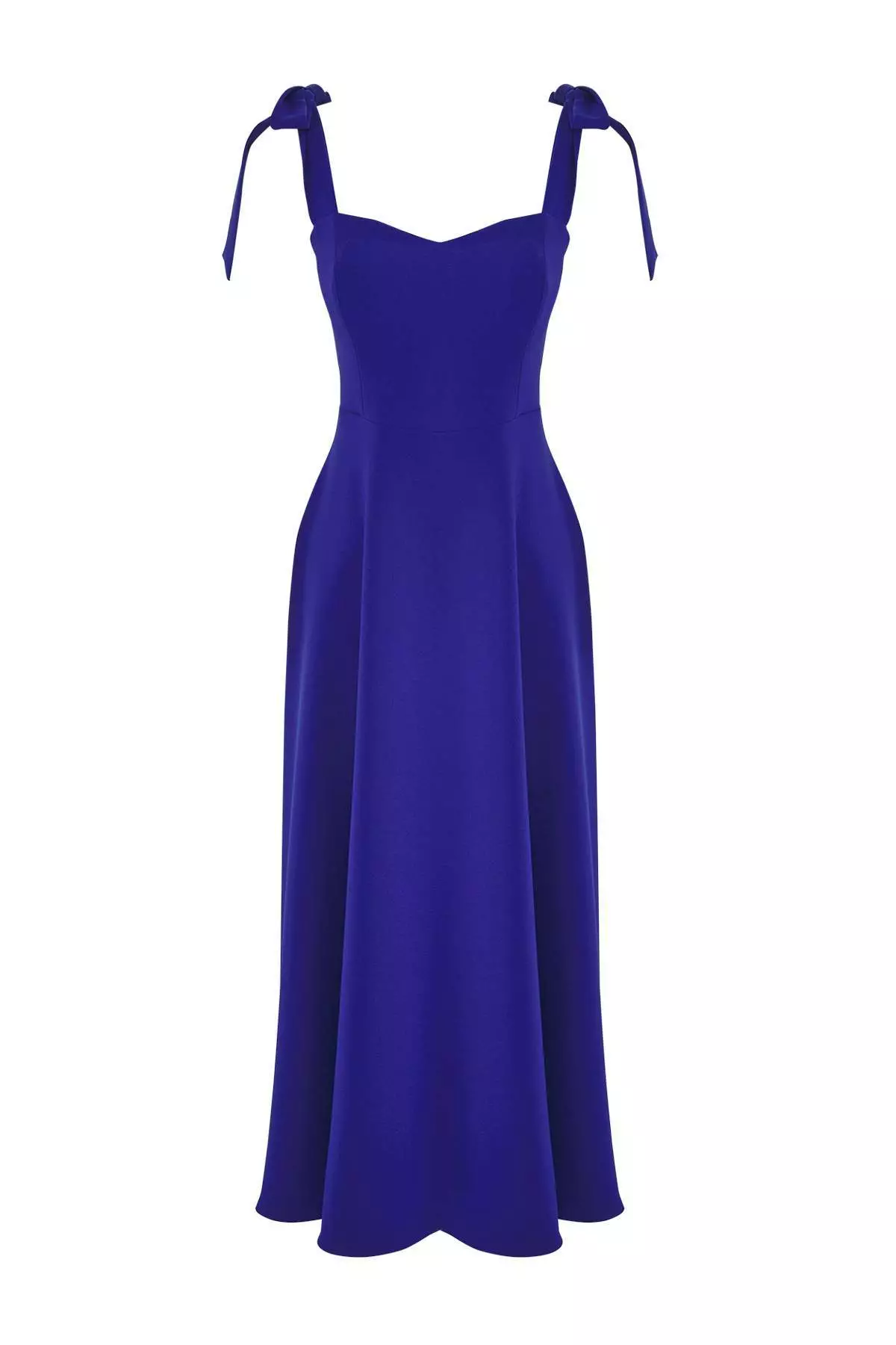 Saks A Line Strap Binding Detailed Midi Stylish Evening Dress