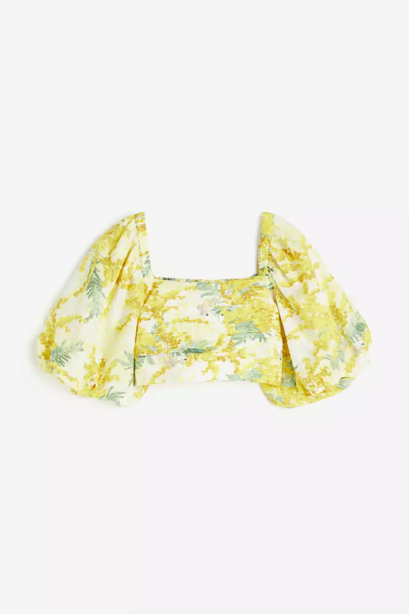 H&m yellow floral top online