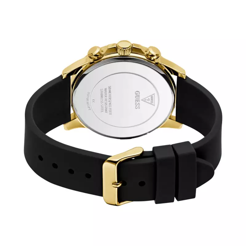 Jam Tangan Pria Guess Multi-function GW0913G2 Men Black Dial Black Silicone Strap