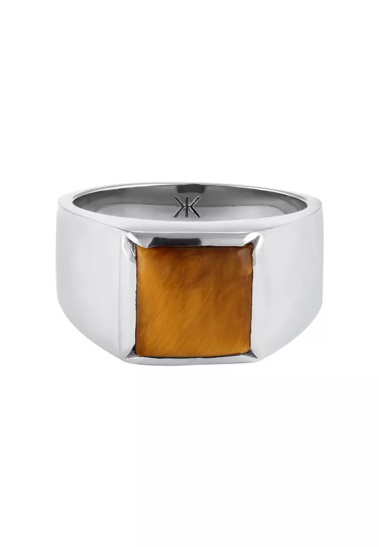 EXCLUSIVE Cincin Perhiasan Perak 925 Pria Signet Tigers Eye