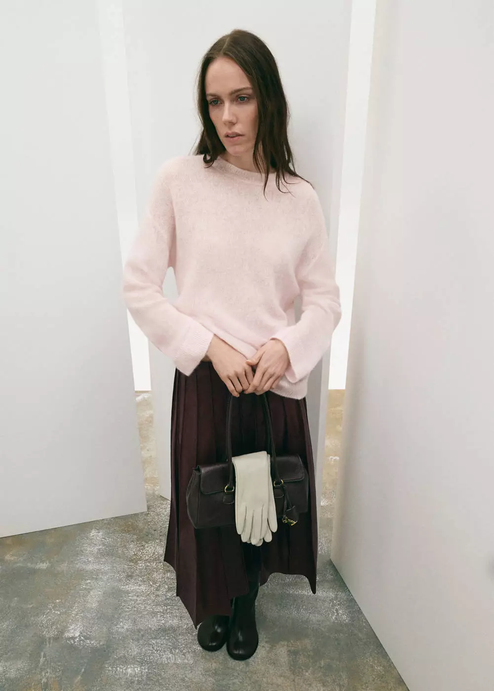 Rok godet kulit sintetis