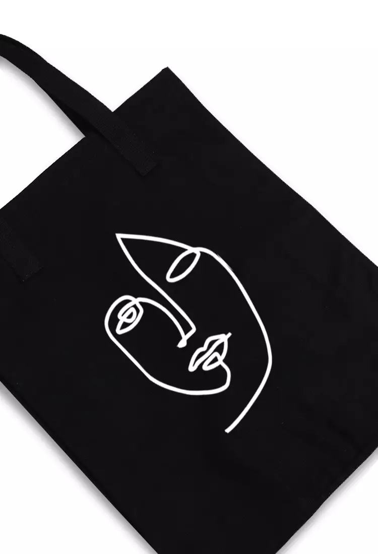 AMC77 totebag aesthetic kanvas pria wanita hitam black art face