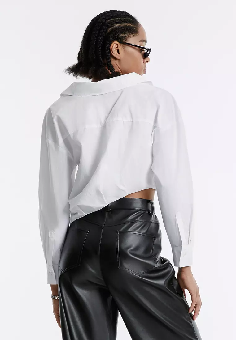 Buy URBAN REVIVO Asymmetrical Hem Cropped Shirt 2024 Online