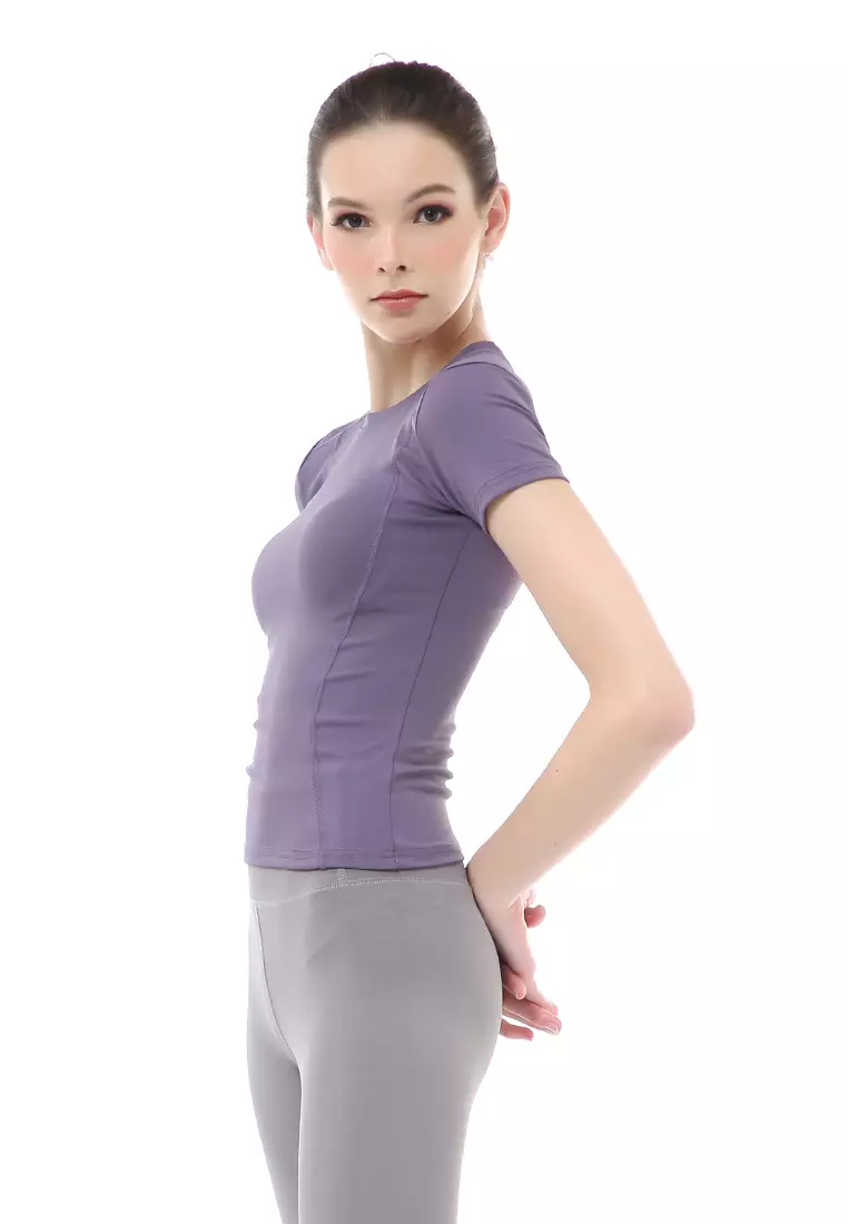 Mikayla Kaos Olahraga Wanita Simple Design Sporty T-Shirt Lengan Pendek Material Polyester ORIGINAL - Purple