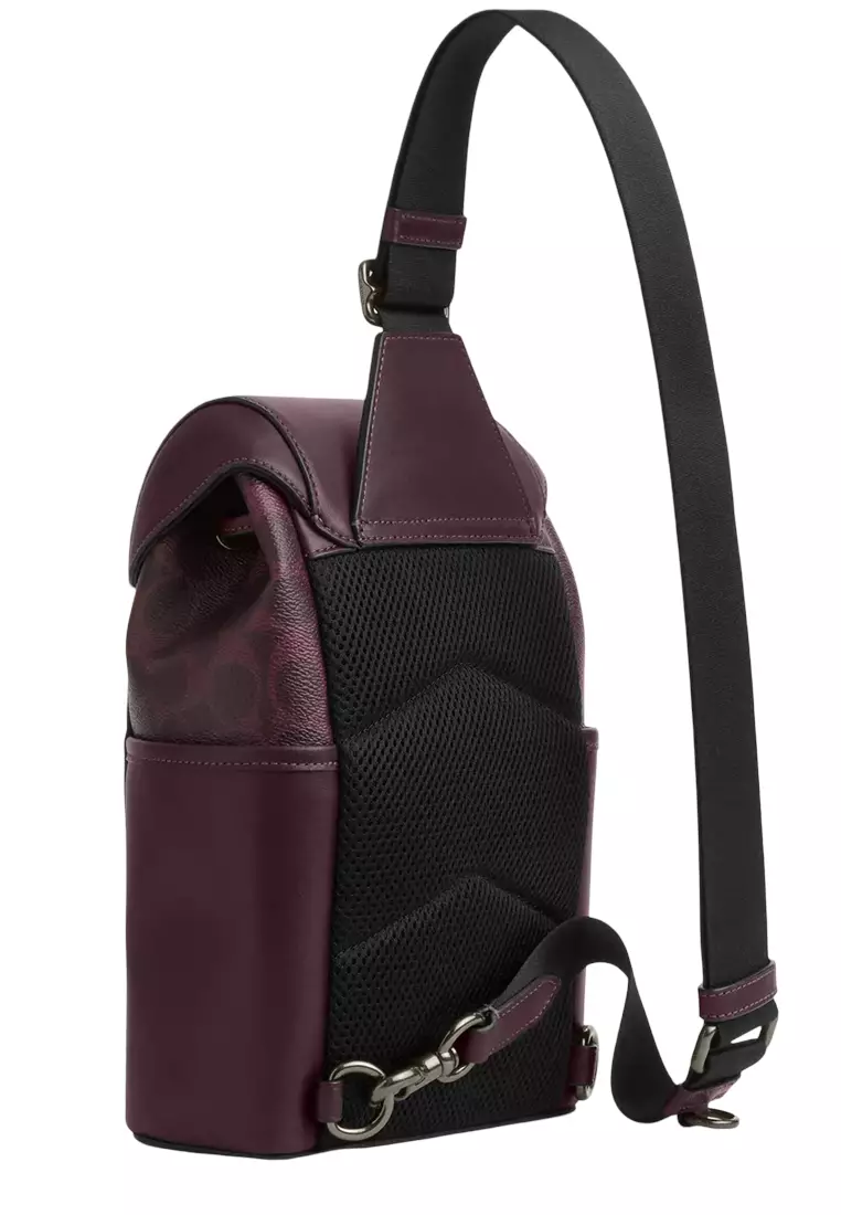 COACH Racer Pack Bag In Signature Canvas - Black Currant CCF93 2025 ...