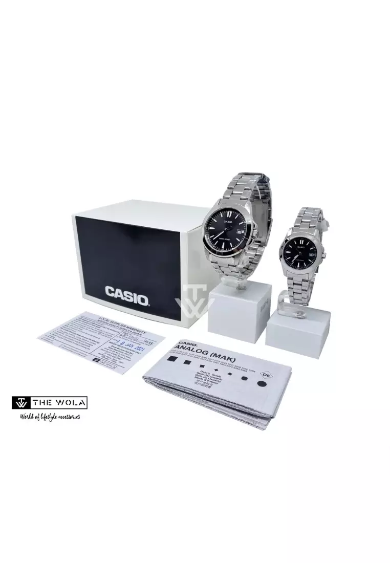 Couple Analog Watch MTP/LTP-1302D-7B Silver Stainless Steel Strap