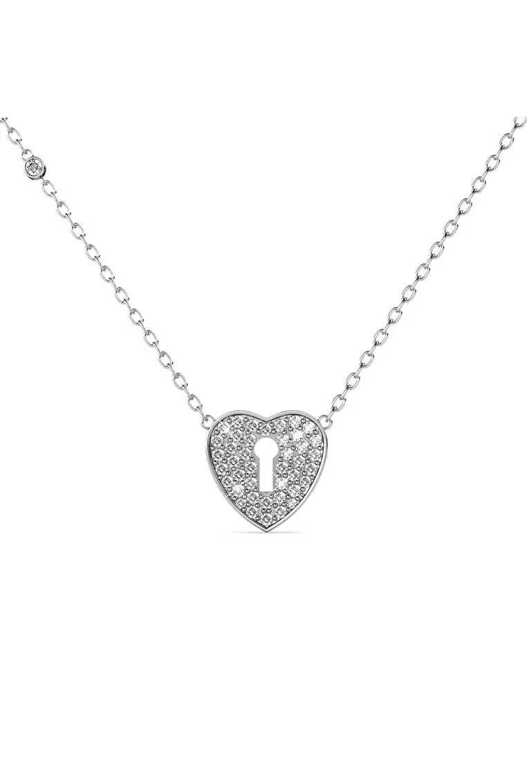 Her Jewellery Heart Lock Pendant White Gold Luxury Crystal Embellishments plated with 18K Gold