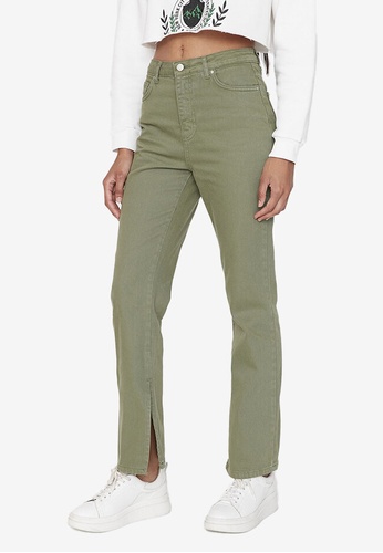Trendyol green Slit Detailed High Waist Bootcut Jeans FABB9AA84579F3GS_1