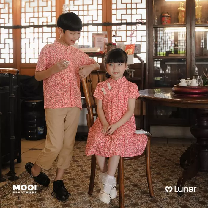 Mooi Dress Anak Perempuan Lunar Collection Rosie Cheongsam Dress - Sky Blue