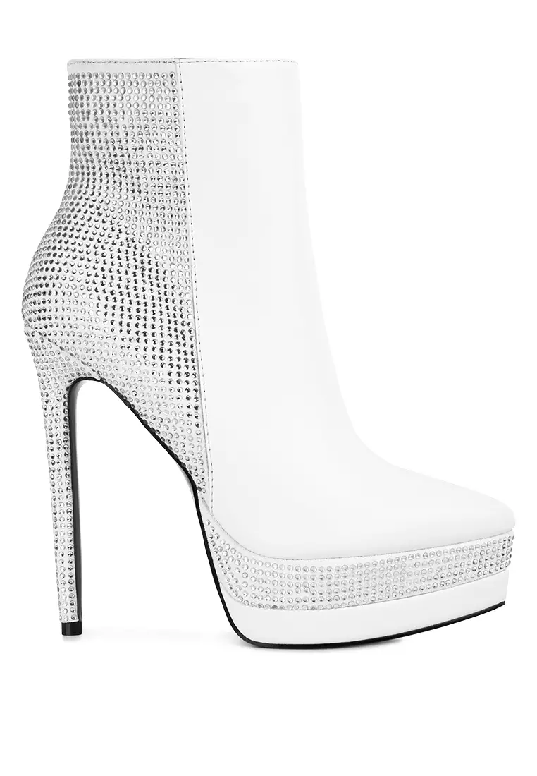 White platform boot on sale heels