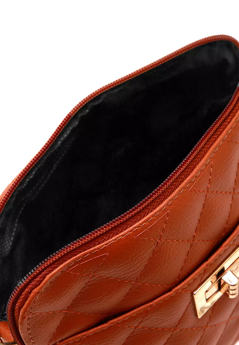 Excely Tas Selempang Tali Rantai Design Casual Quality Premium - Mocca