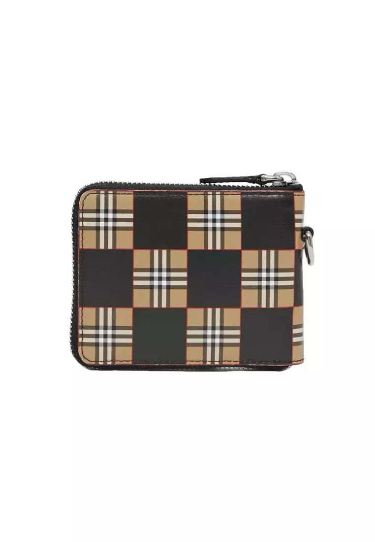 Buy Burberry Chequer Print Zip Around Wallet in Archive Beige
