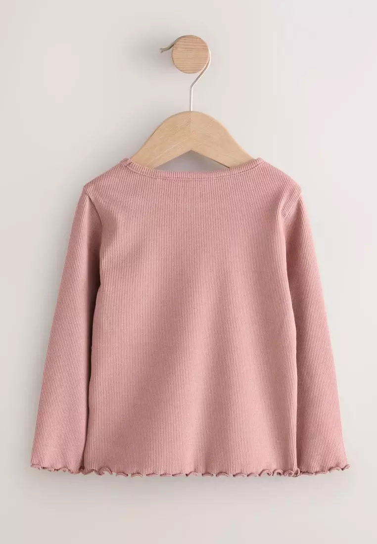 Long sleeve Embroidered Ribbed Top