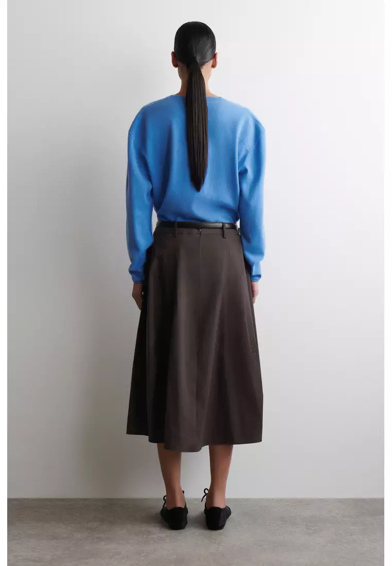 VOLUMINOUS COTTON MIDI SKIRT