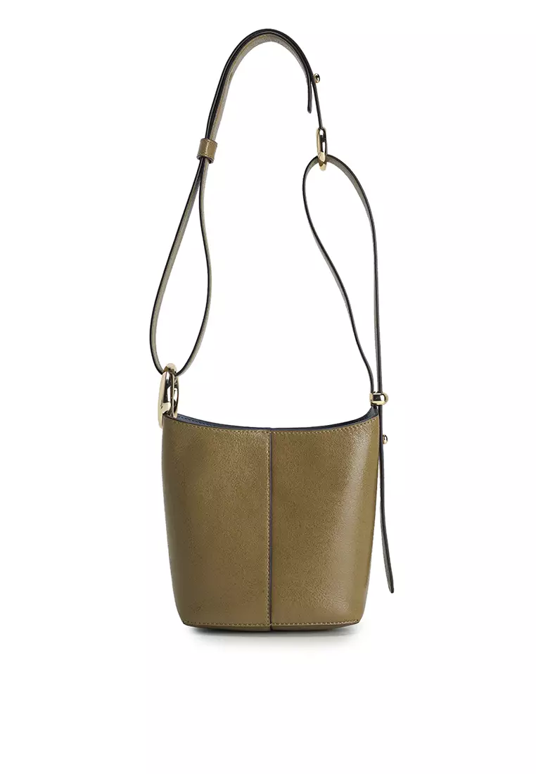 Halo Glazed Leather Mini Bucket Bag