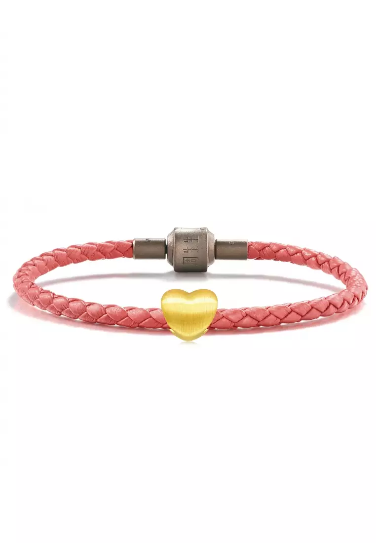 999 24K Solid Gold Love Heart Shaped Charm 81322C (Bracelet not included)