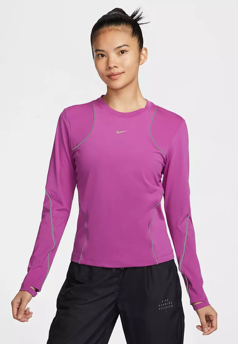 Nike pink long sleeve running top 2025